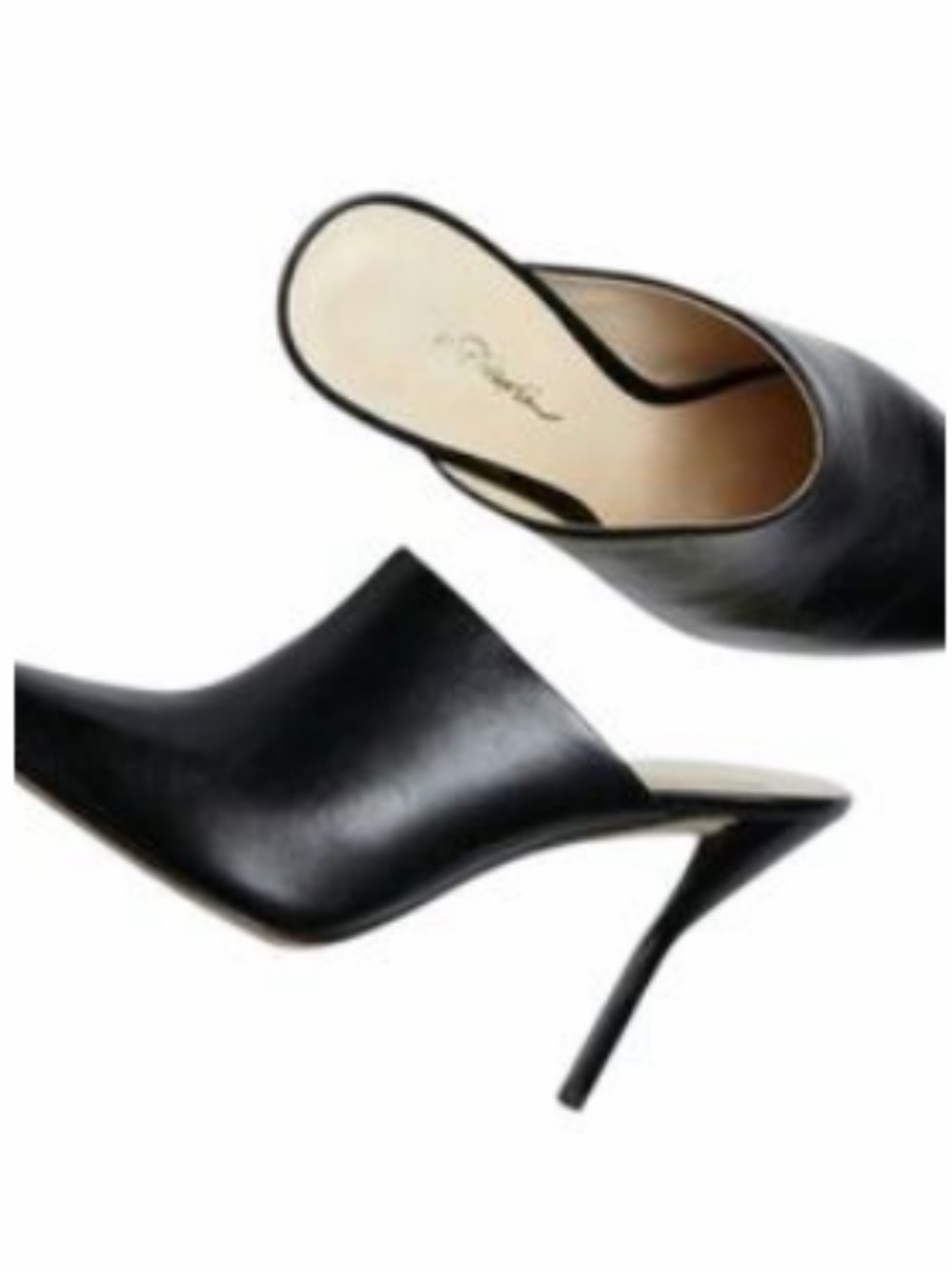 3.1 Phillip Lim Black Pointed-Toe Leather Mules